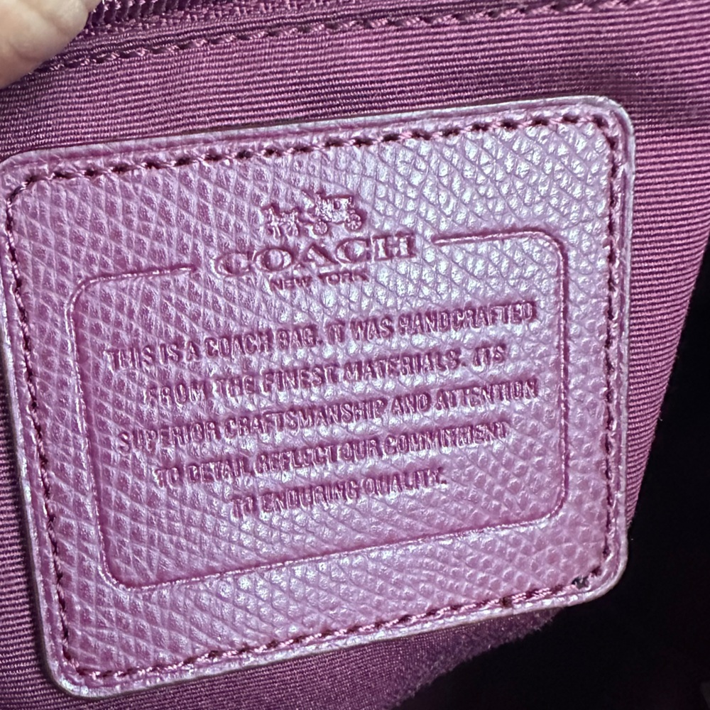 Coach Plum Leather Tote with Gold Chain Straps - Picture 12 of 13
